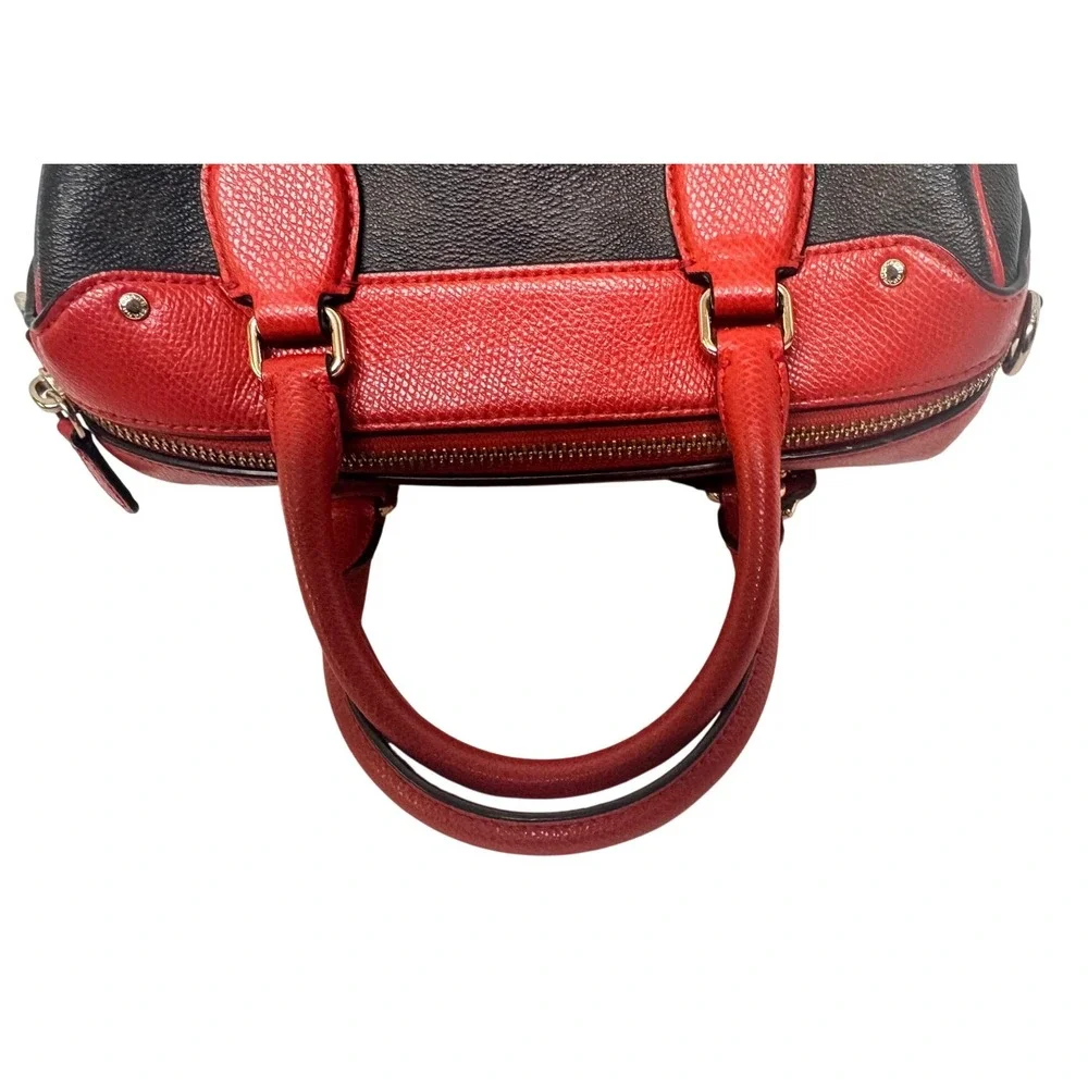 Coach Mini Bennett Brown Signature Canvas Red Leather Trim F83607 Crossbody NWOT
